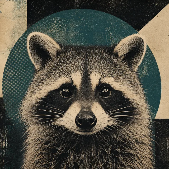 Raccoon portrait source for a Norma photo remix